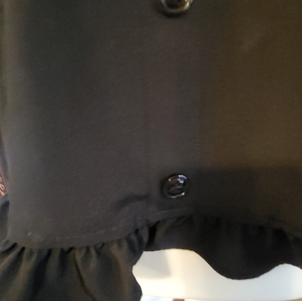 Black Ruffle Sleeve Button-Up Top - Picture 5 of 7